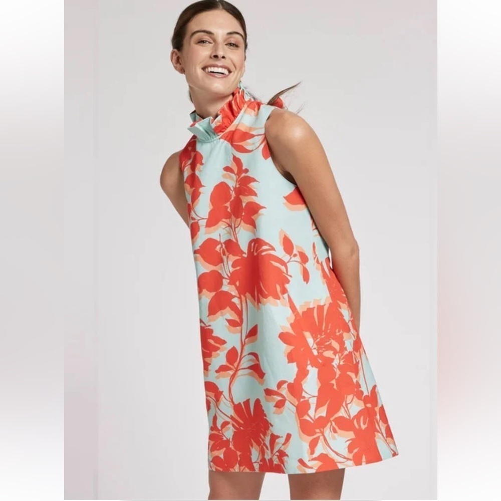 Tyler Boe Womens Sleeveless Stella Bow Back Floral Dress Sz XS Preppy Coastal